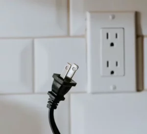 Outlet with a black chord