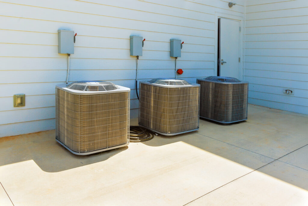 Install condensing units on an external cooling system in order to remove heat, moisture from an indoor environment